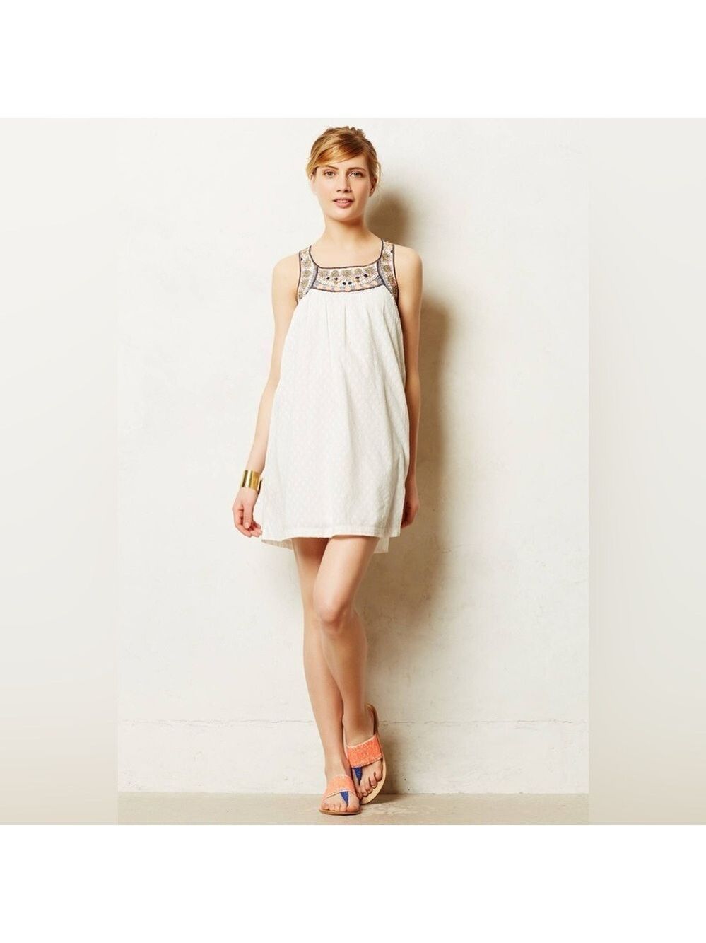 Anthropologie Lilka White Cotton Swing Dress Medium